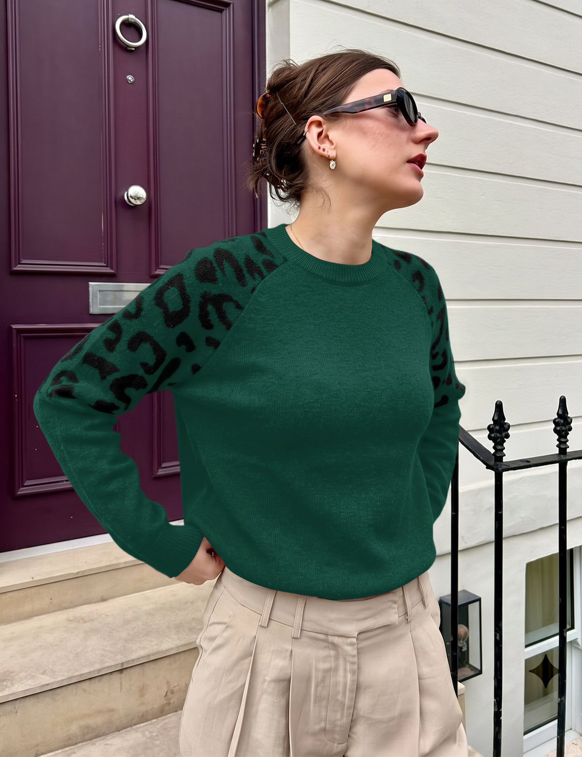 LOMON Sweaters for Women Crew Neck Long Sleeve Pullover Tops