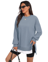 LOMON Women Fleece Oversized Crewneck Sweatshirt Layered Tunic Pullover