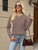 LOMON Sweaters for Women Fall Scalloped Long Sleeve Pullover