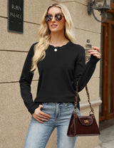 LOMON Sweaters for Women Fall Scalloped Long Sleeve Pullover