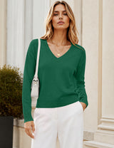 LOMON Sweaters for Women V Neck Long Sleeve Fall Oufits Casual Tops