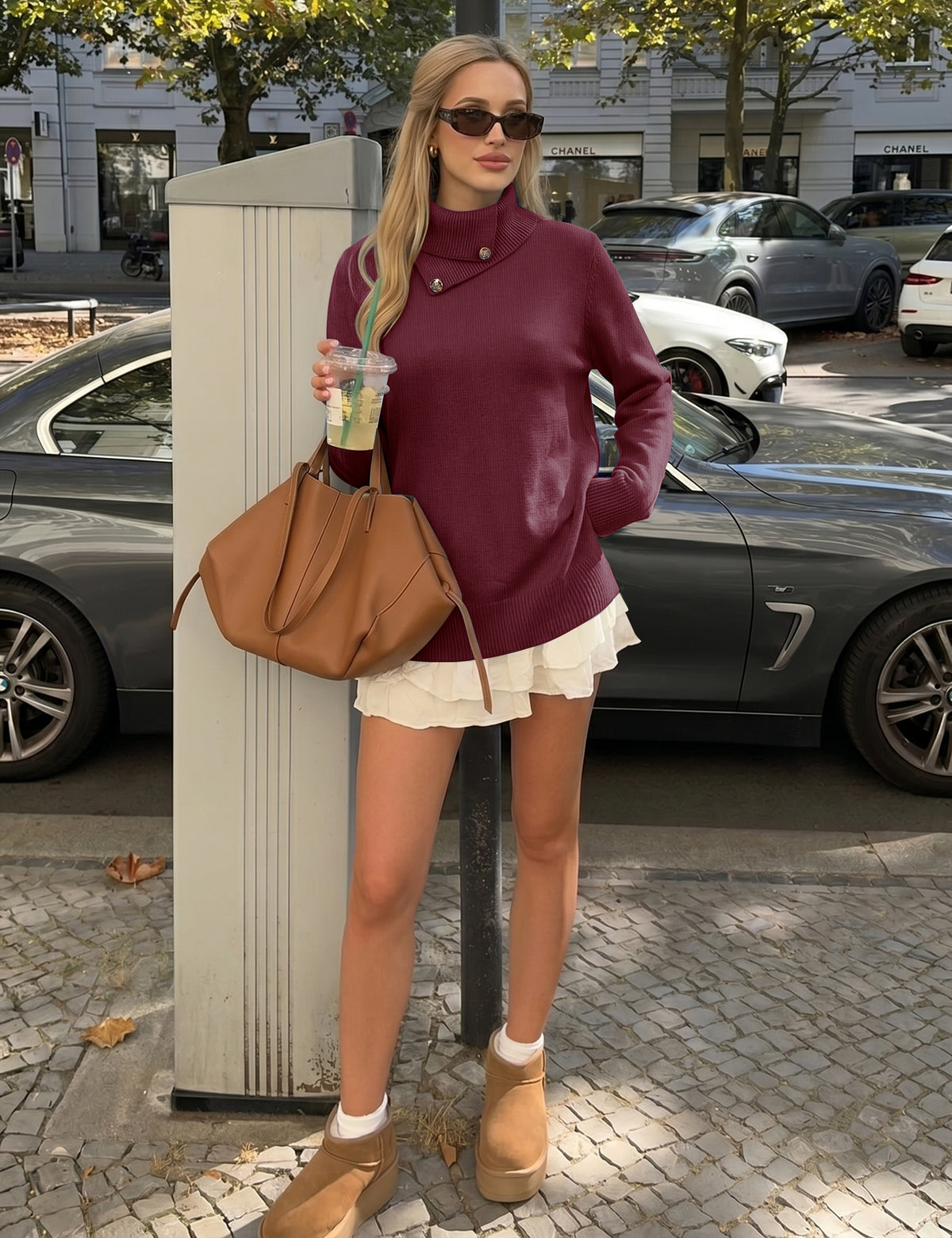 LOMON Sweaters for Women 2026 Fall Winter Turtleneck Sweater