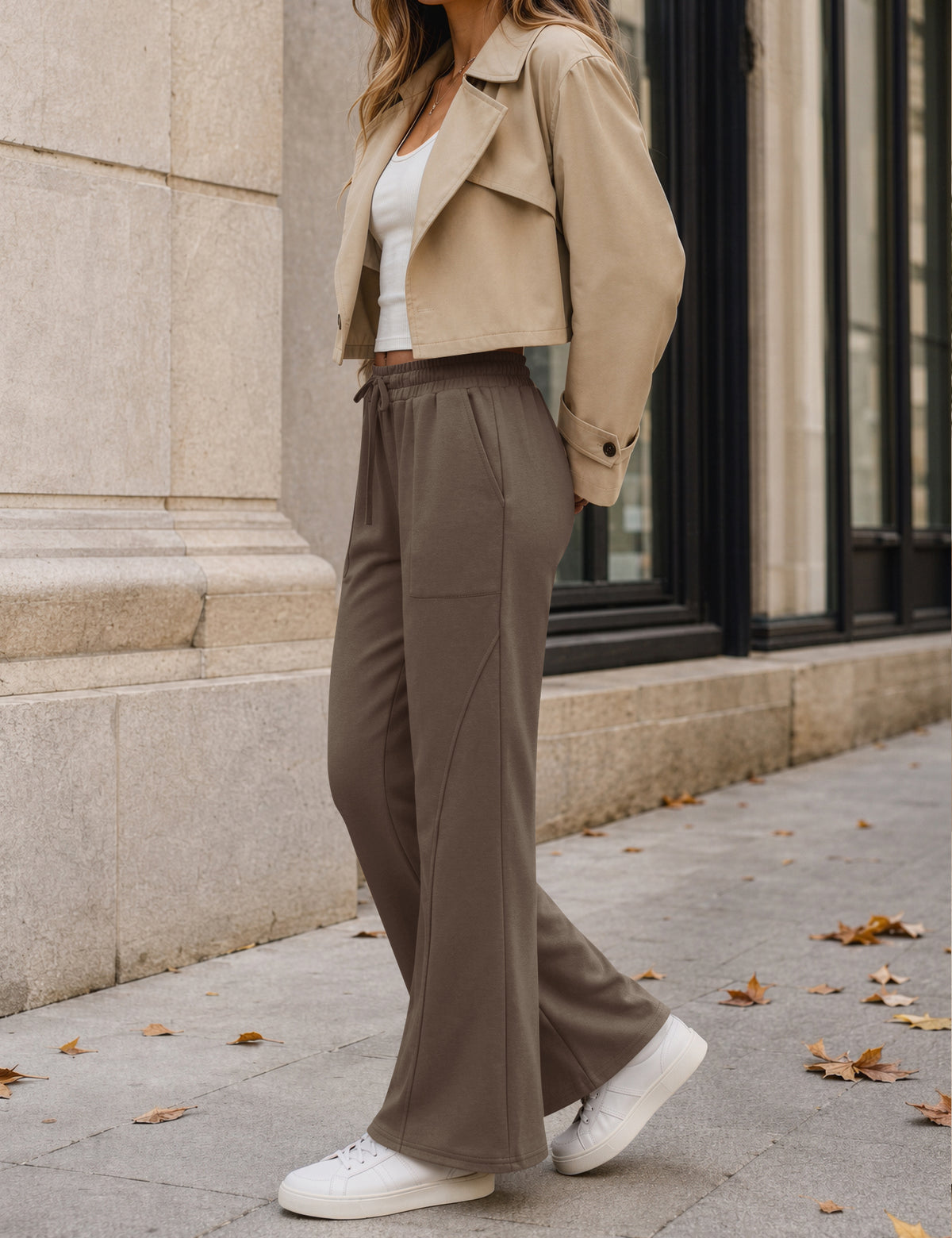 LOMON Wide Leg Sweatpants Women Fleece Fall Spring Sweat Pants