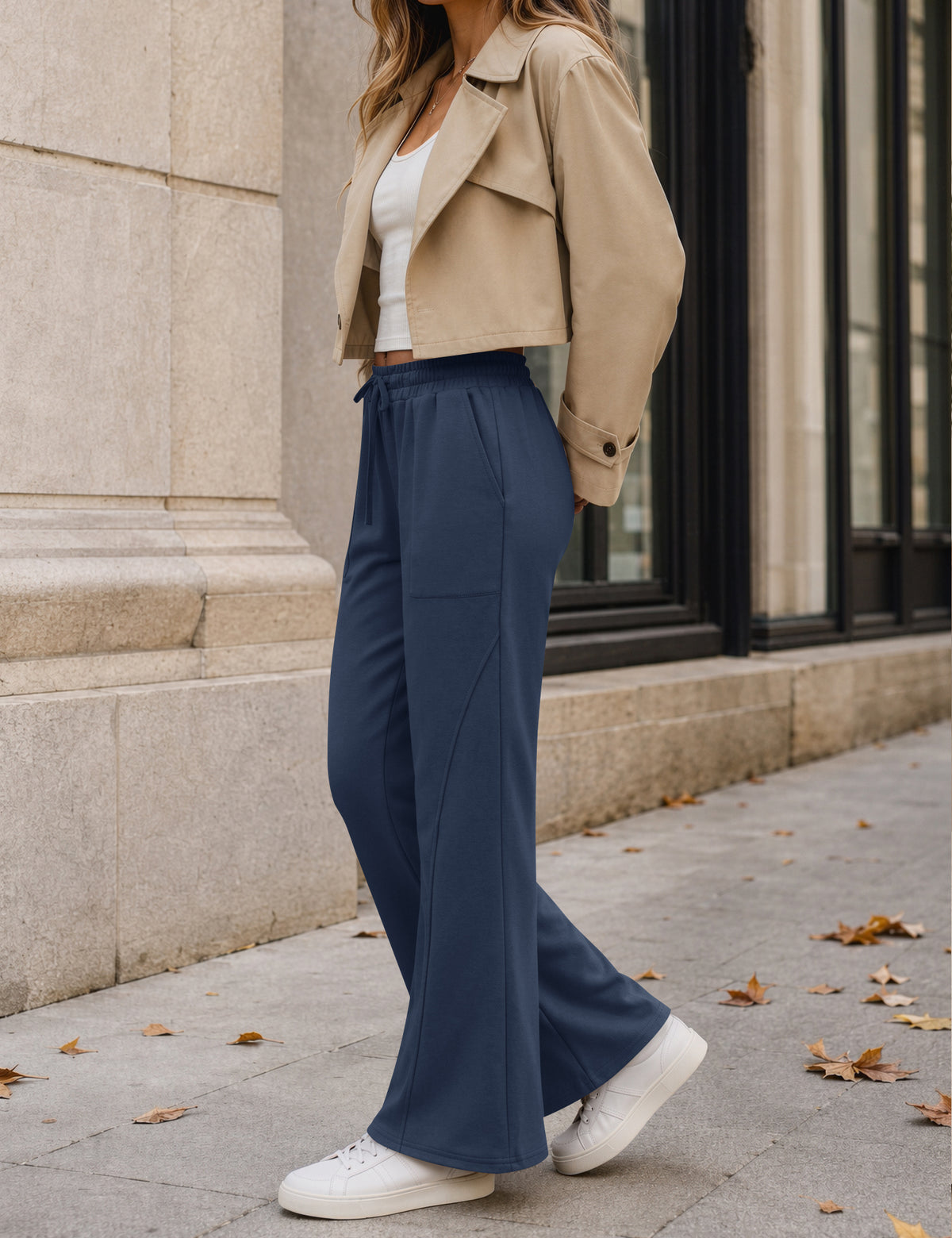 LOMON Wide Leg Sweatpants Women Fleece Fall Spring Sweat Pants