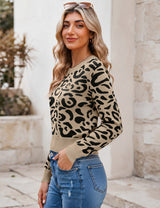 LOMON Women's Cropped Sweaters Crewneck Fall Clothes Long Sleeve Knit Tops