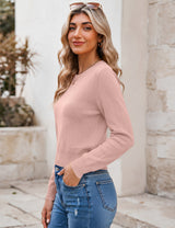 LOMON Women's Cropped Sweaters Crewneck Fall Clothes Long Sleeve Knit Tops