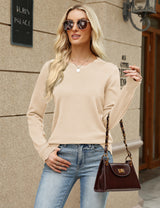 LOMON Sweaters for Women Fall Scalloped Long Sleeve Pullover