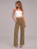 LOMON Women's Corduroy Pants, Low Rise Straight Leg Casual Work Pants