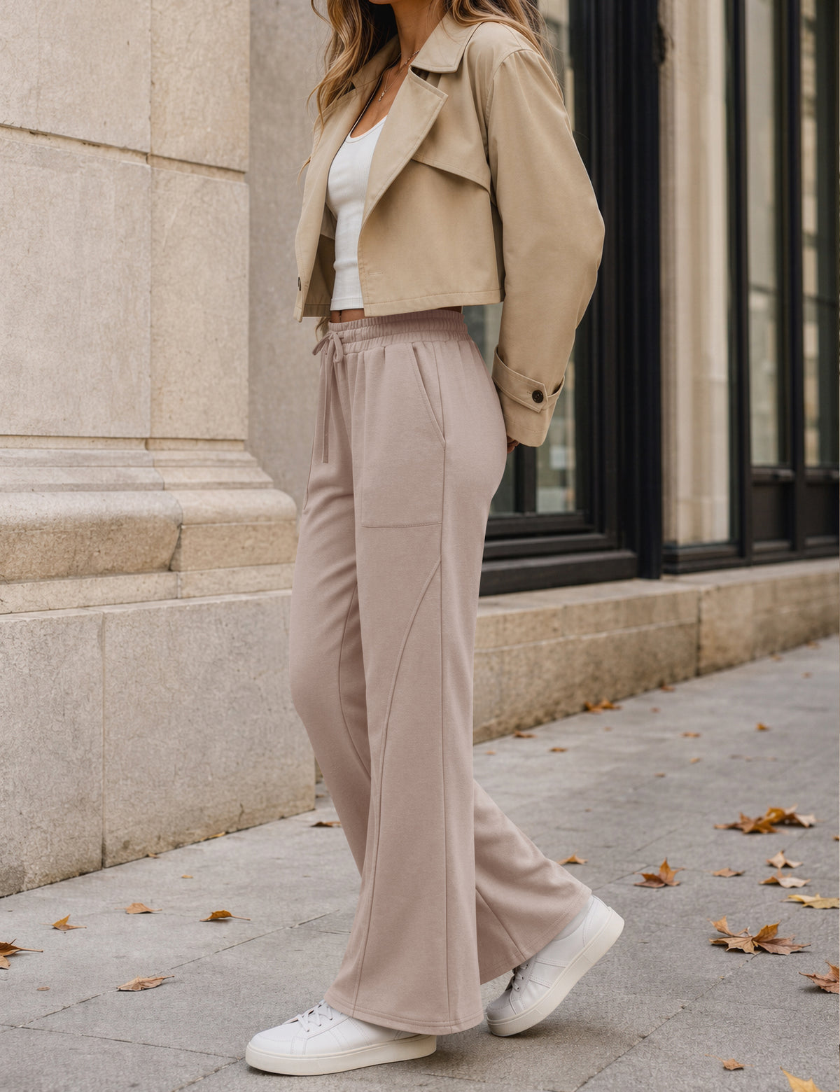 LOMON Wide Leg Sweatpants Women Fleece Fall Spring Sweat Pants