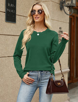 LOMON Sweaters for Women Fall Scalloped Long Sleeve Pullover