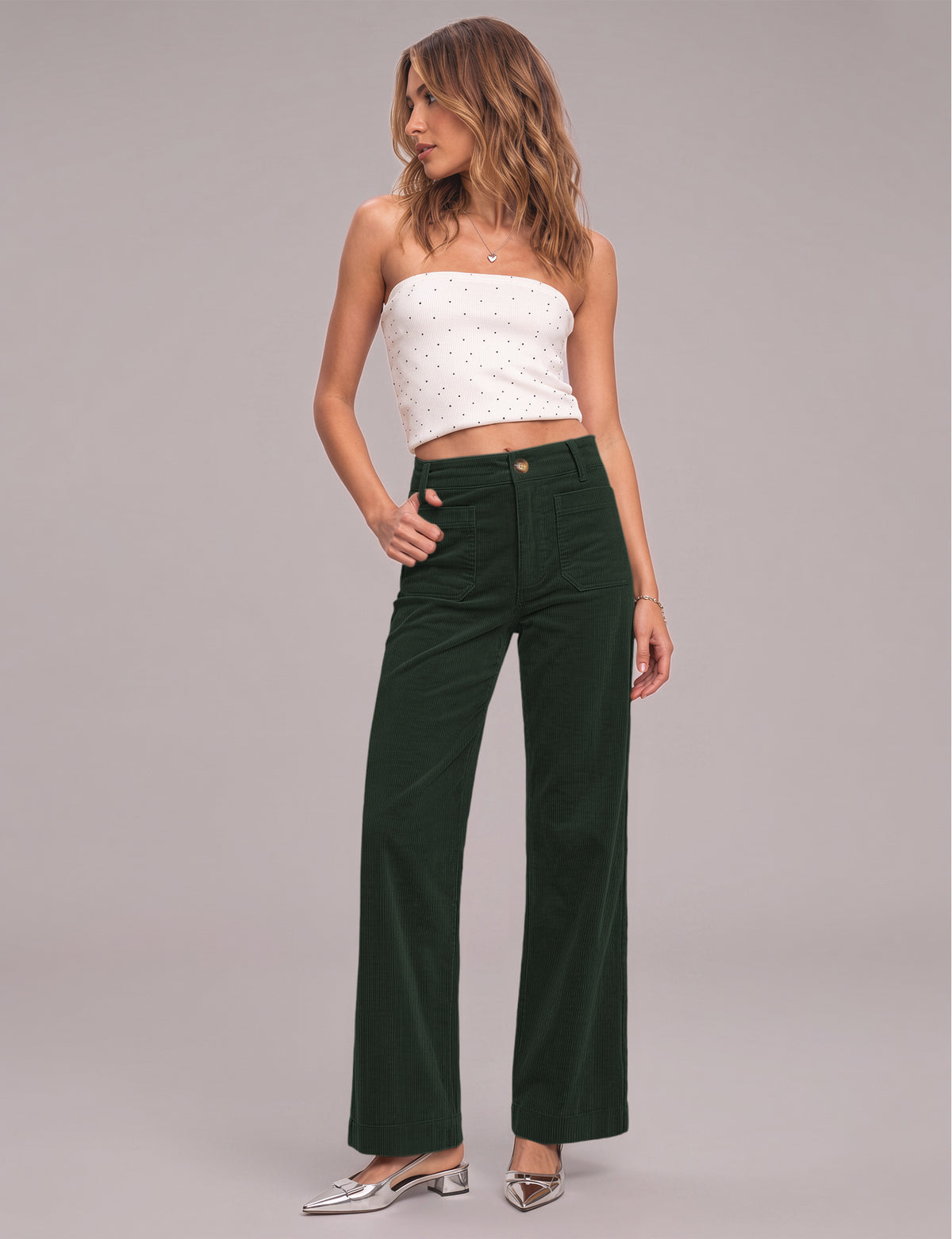 LOMON Women's Corduroy Pants, Low Rise Straight Leg Casual Work Pants