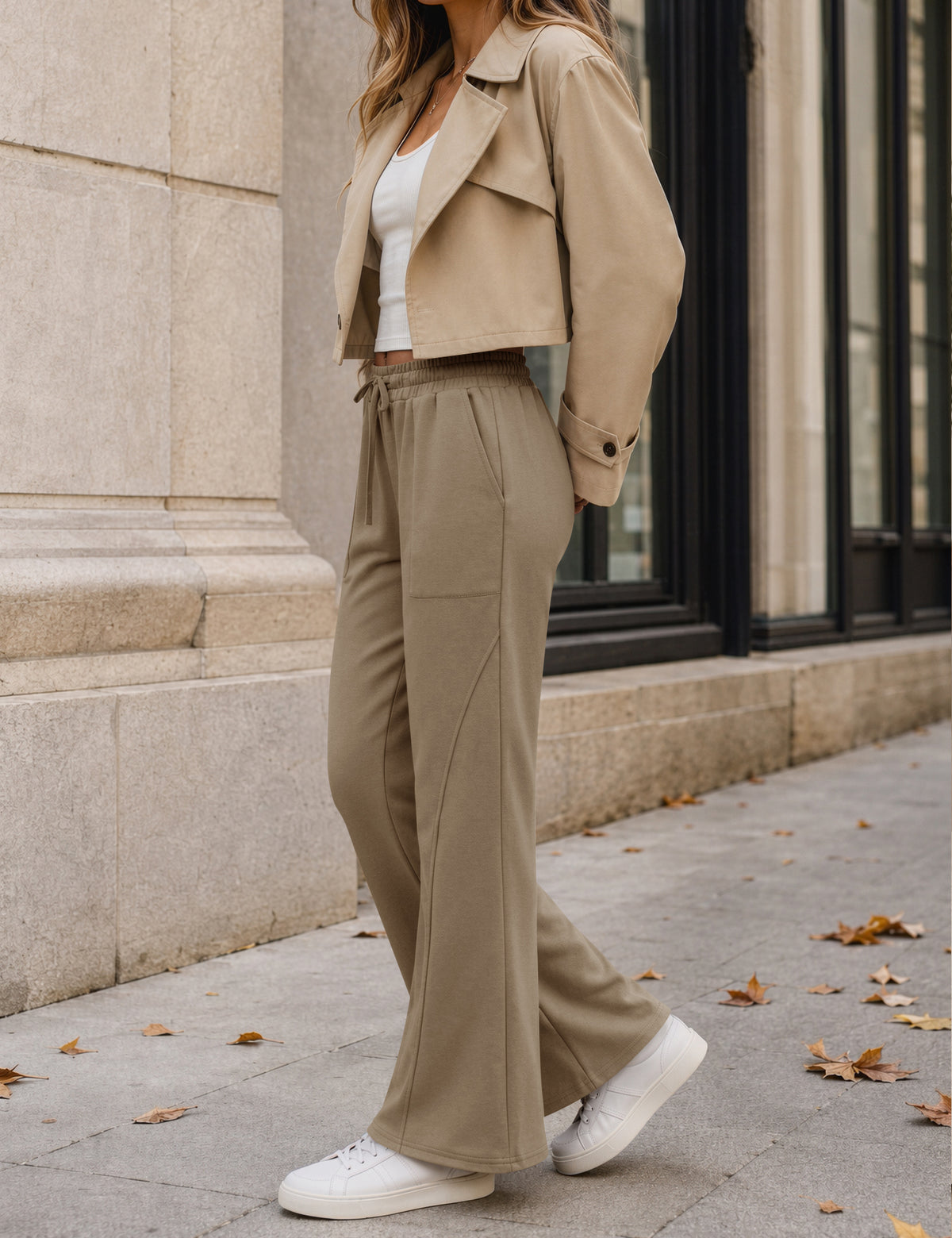 LOMON Wide Leg Sweatpants Women Fleece Fall Spring Sweat Pants