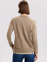 LOMON Womens Sweaters Cozy Long Sleeve Pullover Tops Faux Layered Sweaters