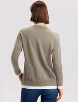 LOMON Womens Sweaters Cozy Long Sleeve Pullover Tops Faux Layered Sweaters