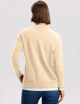 LOMON Womens Sweaters Cozy Long Sleeve Pullover Tops Faux Layered Sweaters