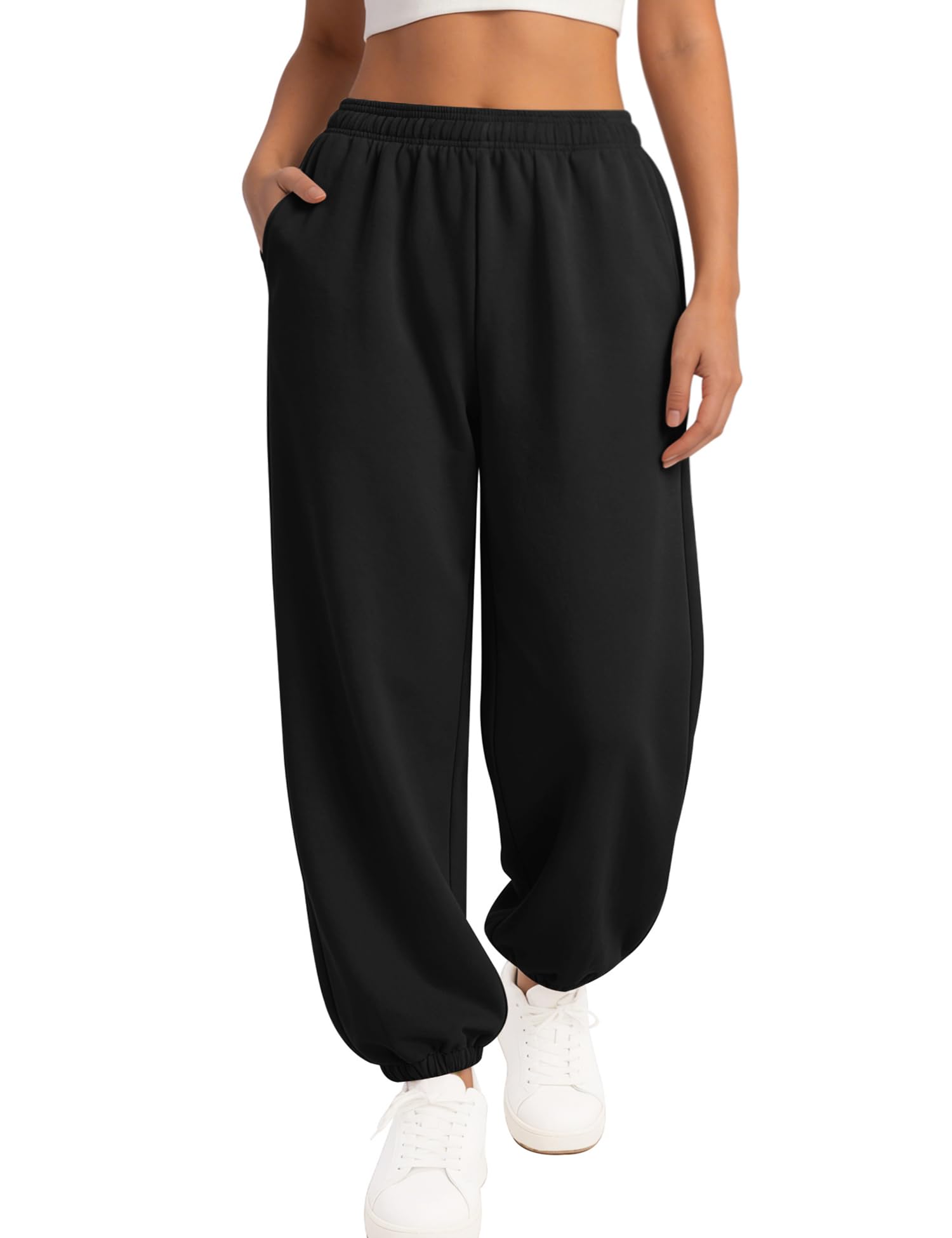 LOMON Sweatpants Women Fleece Joggers Wide Leg Sweat Pants Baggy Gym Sweatpant Winter Spring Drawstring Clothes with Pockets