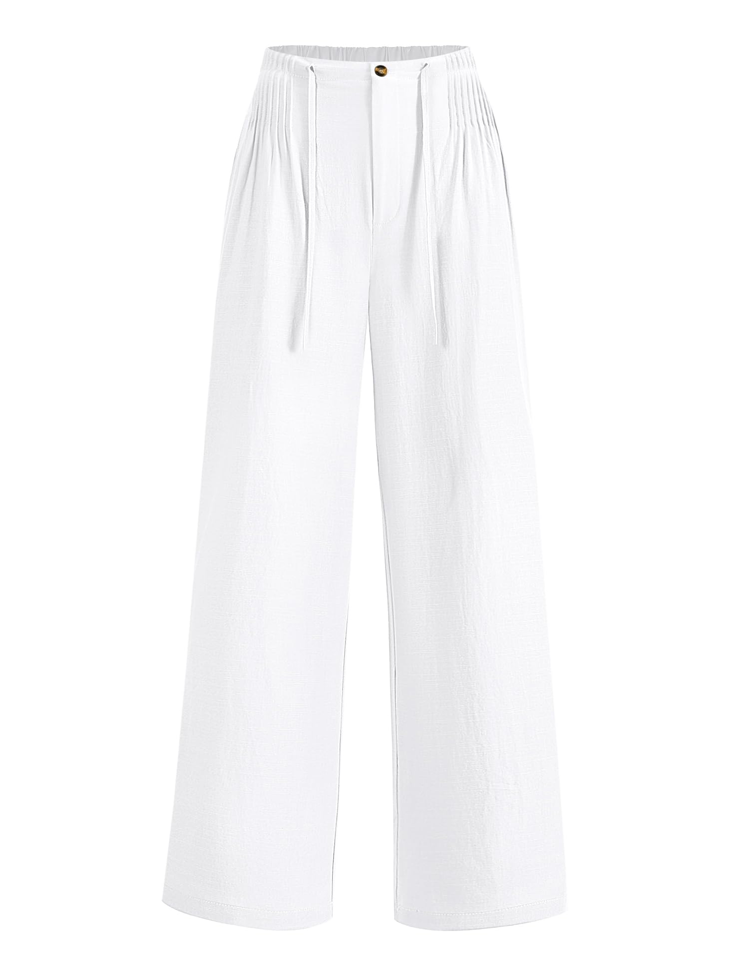 LOMON Womens Linen Pants Summer Wide Leg Cotton Pants Drawstring Elastic Waist Casual Loose Slacks Work Trousers with Pockets