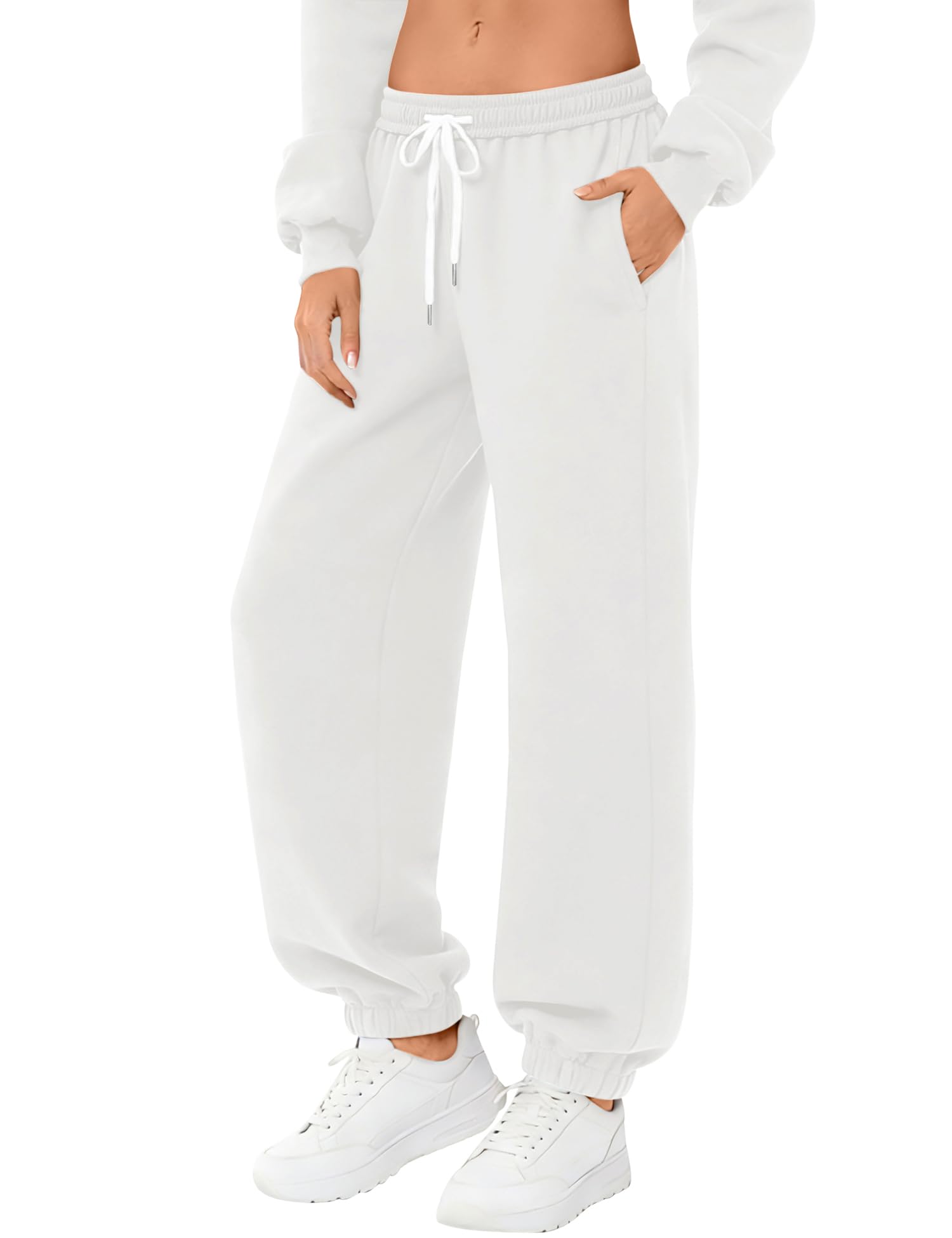 LOMON Sweatpants Women Fleece Joggers Wide Leg Sweat Pants Baggy Gym Sweatpant Winter Spring Drawstring Clothes with Pockets