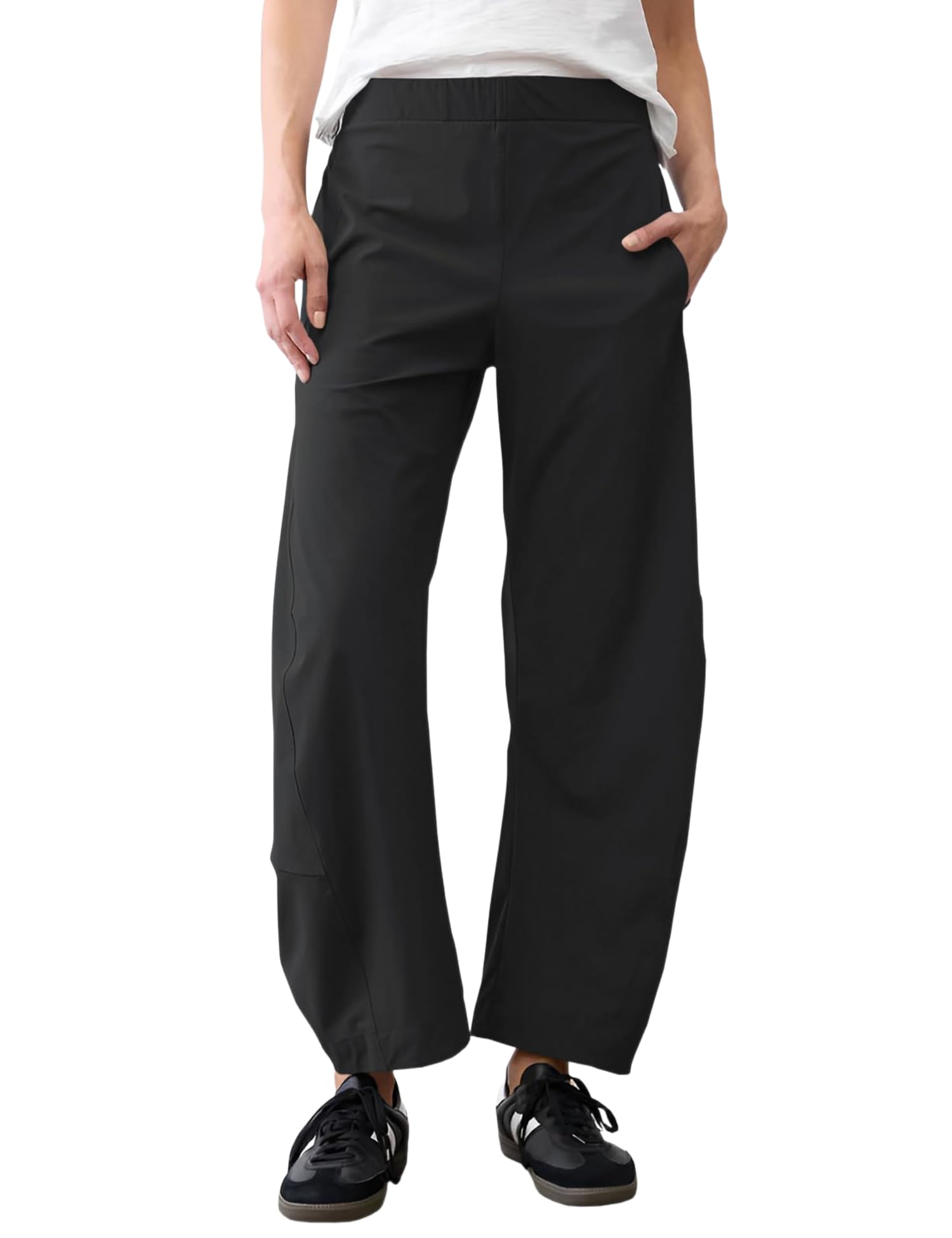 LOMON Wide Leg Barrel Pants for Women 27" Work Dress Casual Golf Loose Fit Crop Ankle Palazzo Slacks with Pockets Spring 2026