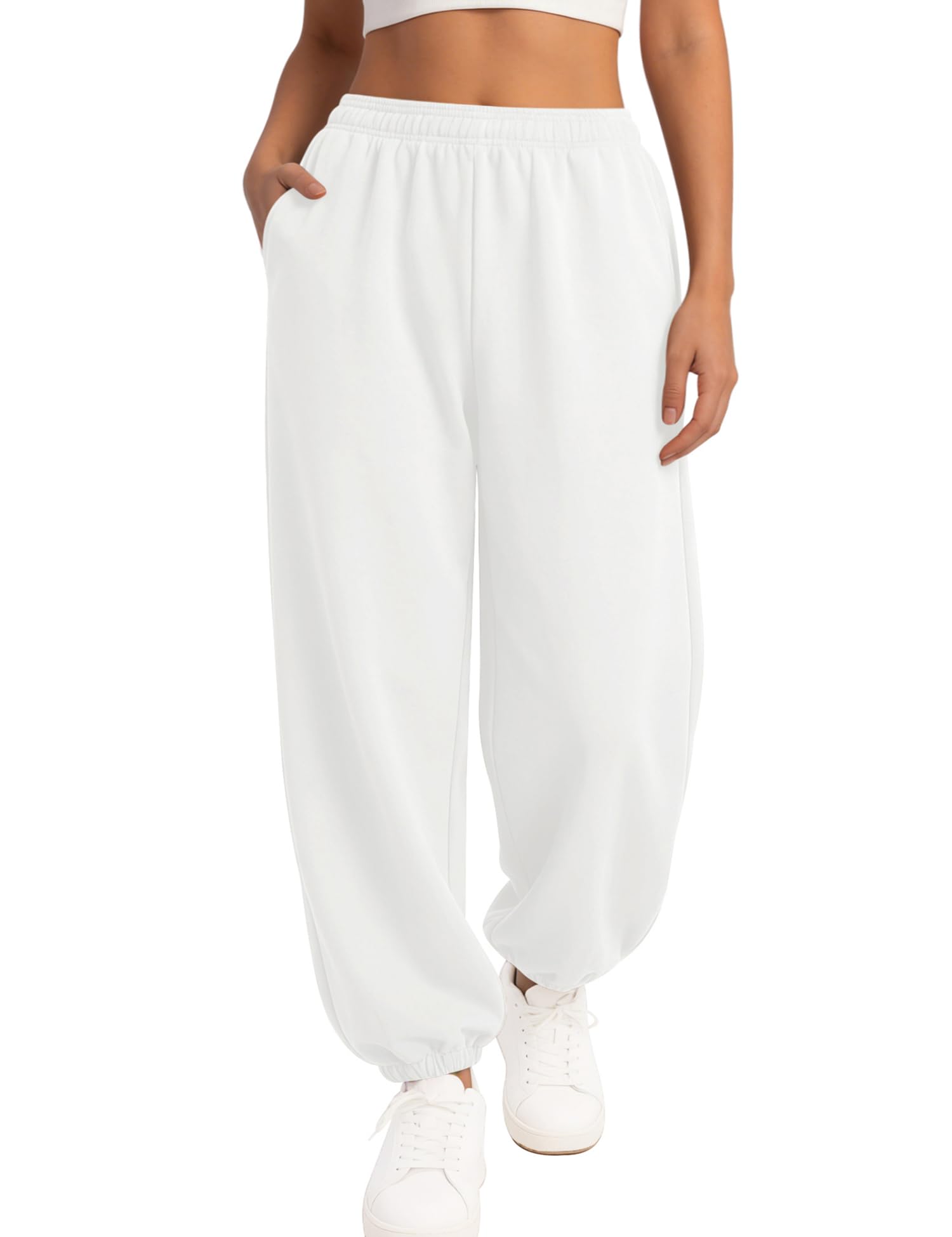 LOMON Sweatpants Women Fleece Joggers Wide Leg Sweat Pants Baggy Gym Sweatpant Winter Spring Drawstring Clothes with Pockets