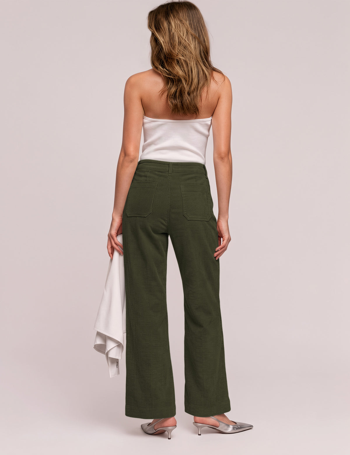 LOMON Women's Corduroy Pants, Low Rise Straight Leg Casual Work Pants
