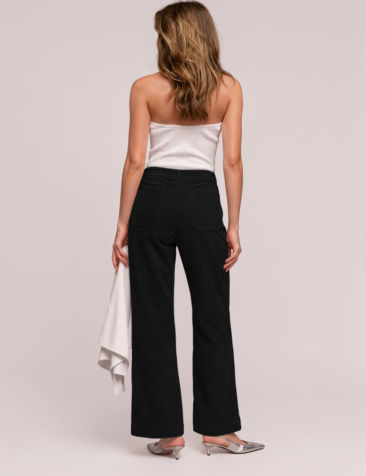 LOMON Women's Corduroy Pants, Low Rise Straight Leg Casual Work Pants