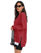 LOMON Women Fleece Oversized Crewneck Sweatshirt Layered Tunic Pullover