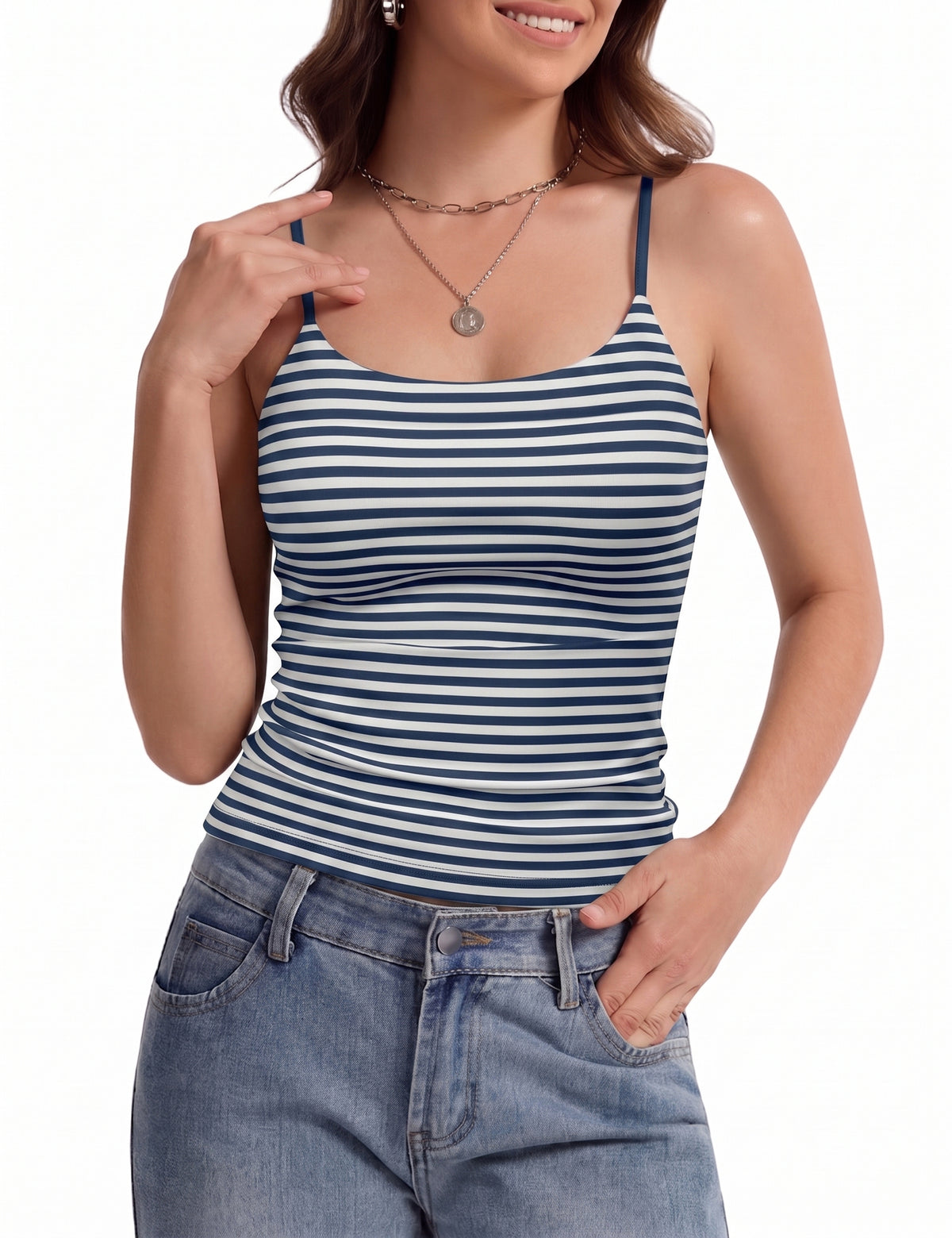 LOMON Womens Padded Cami Top Square Neck, Double Lined Camisole