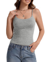 LOMON Womens Padded Cami Top Square Neck, Double Lined Camisole