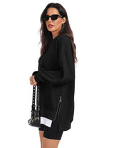 LOMON Women Fleece Oversized Crewneck Sweatshirt Layered Tunic Pullover
