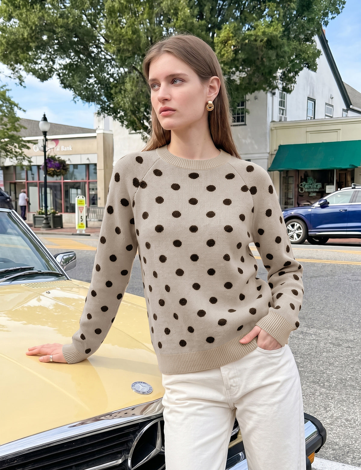 LOMON Sweaters for Women Crew Neck Long Sleeve Pullover Tops
