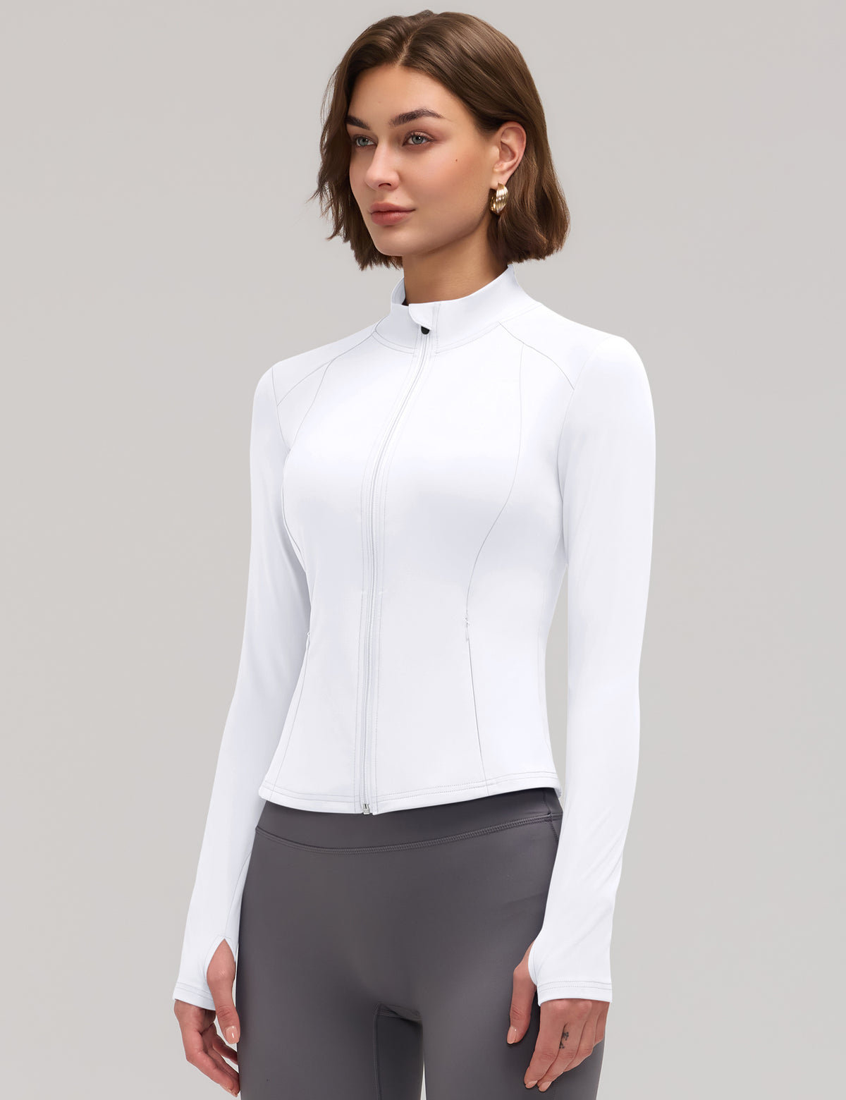 LOMON Women Workout Jacket Lightweight Zip Up Cropped Athletic Slim Tops