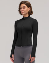 LOMON Women Workout Jacket Lightweight Zip Up Cropped Athletic Slim Tops