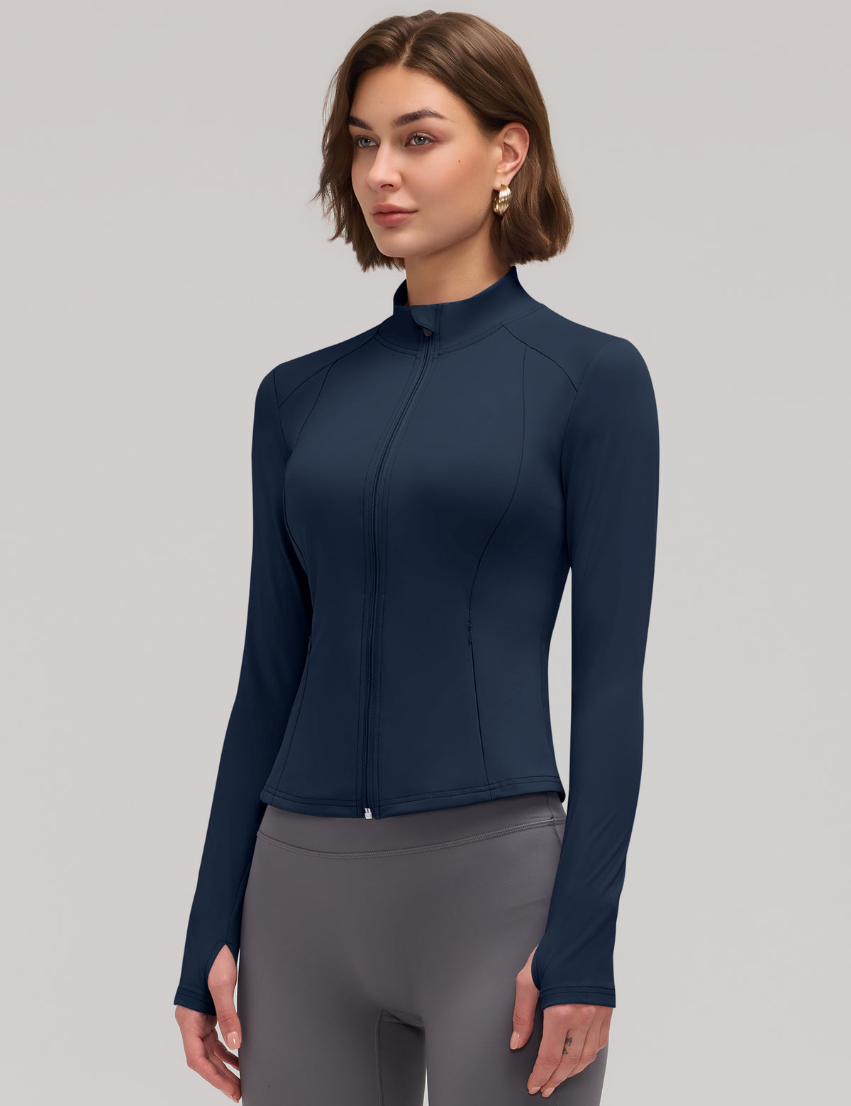 LOMON Women Workout Jacket Lightweight Zip Up Cropped Athletic Slim Tops