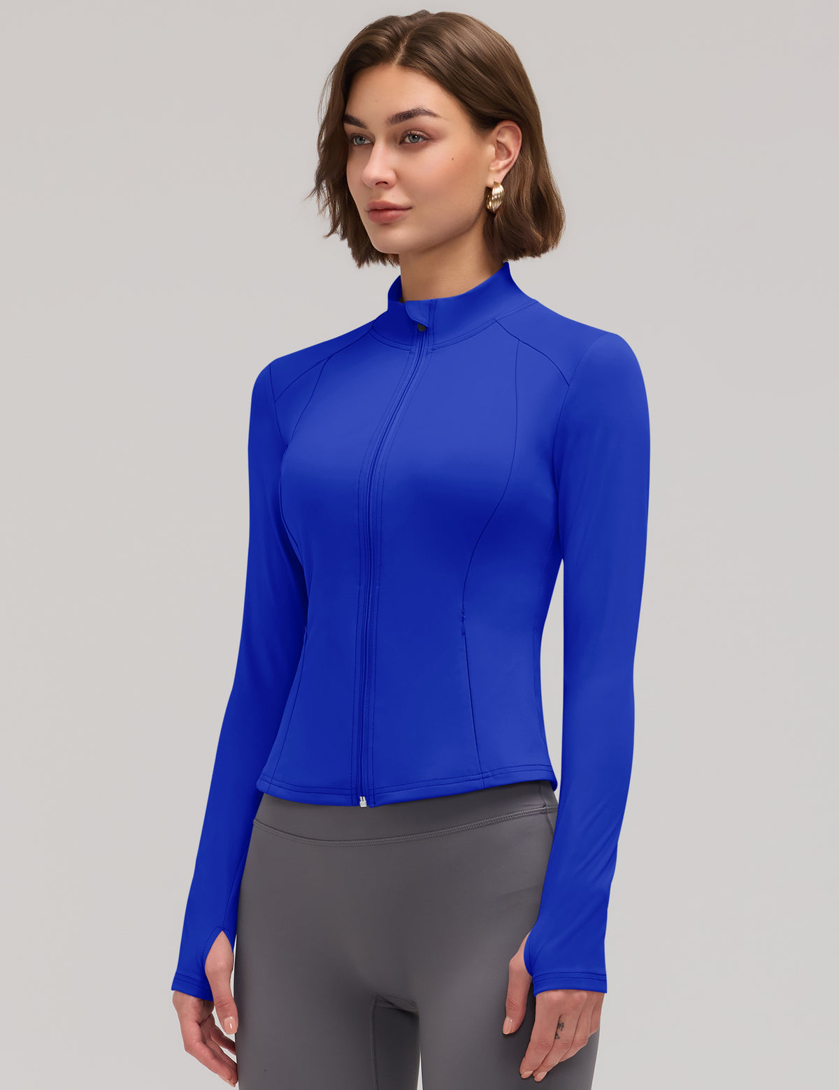 LOMON Women Workout Jacket Lightweight Zip Up Cropped Athletic Slim Tops