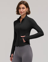 LOMON Women Workout Jacket Lightweight Zip Up Cropped Athletic Slim Tops