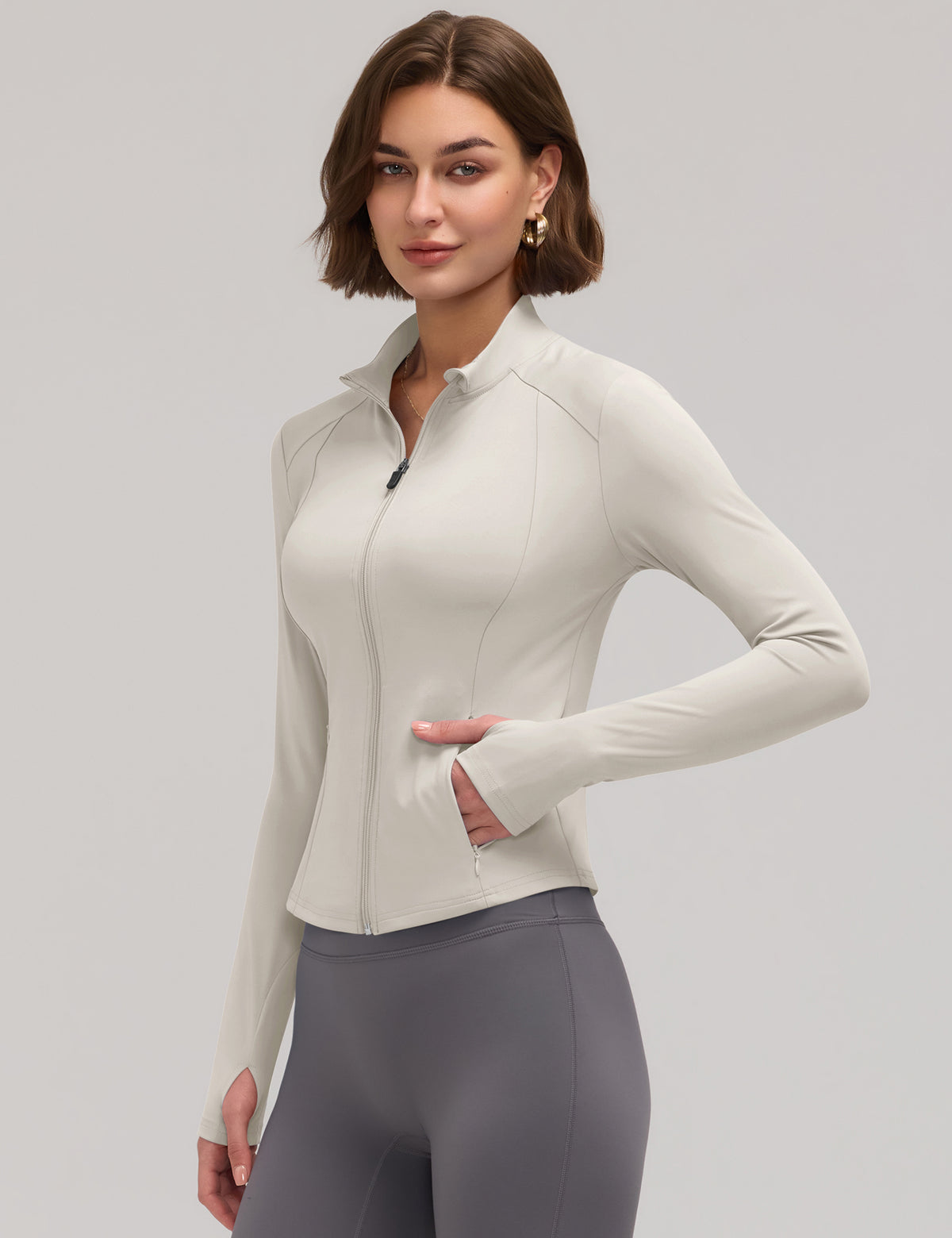 LOMON Women Workout Jacket Lightweight Zip Up Cropped Athletic Slim Tops