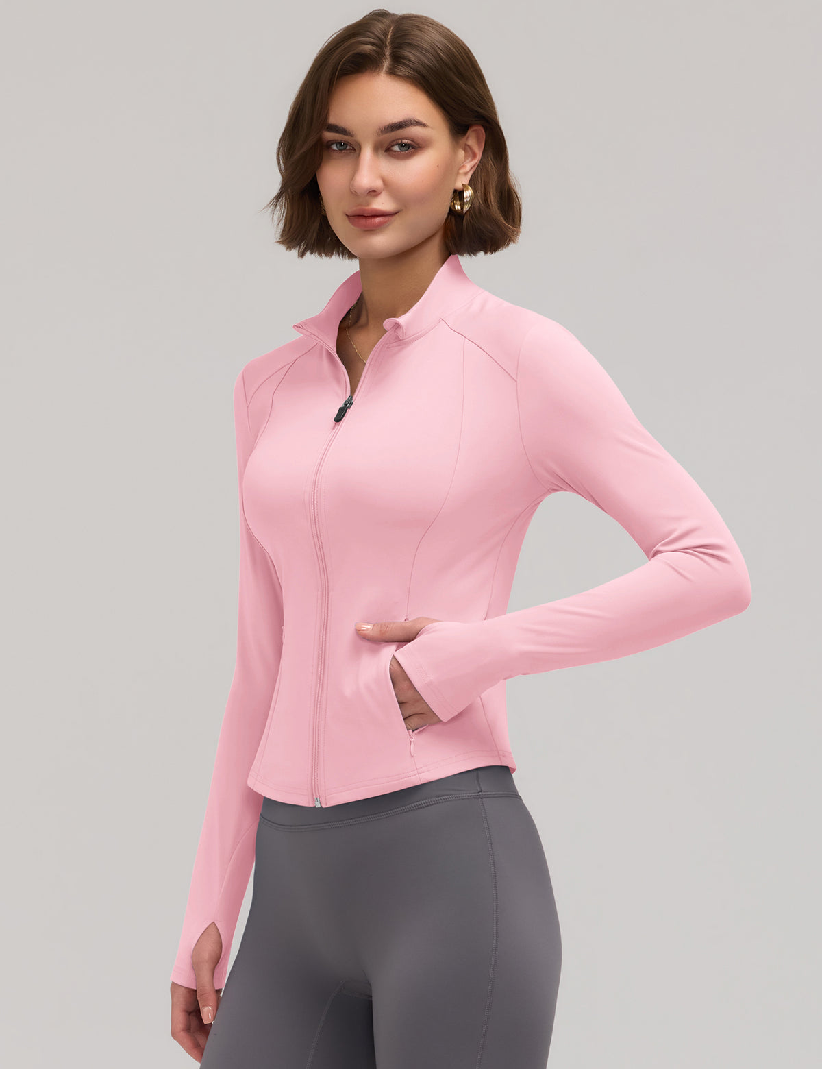 LOMON Women Workout Jacket Lightweight Zip Up Cropped Athletic Slim Tops