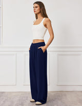 LOMON Womens Wide Leg Pants Travel Casual Lounge High Waist Flowy Palazzo Pants with Pocket Loose Spring Summer Clothing