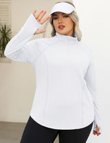 LOMON Womens Plus Size Workout Tops Long Sleeve 1/4 Zip UV Sun Protection Quick Dry Hiking Athletic Shirts Rash Guard UPF 50+