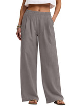 LOMON Cotton Linen Pants Women Wide Leg Palazzo Pants Beach Vacation Outfits Summer 2026 Flowy Clothes Trousers with Pockets