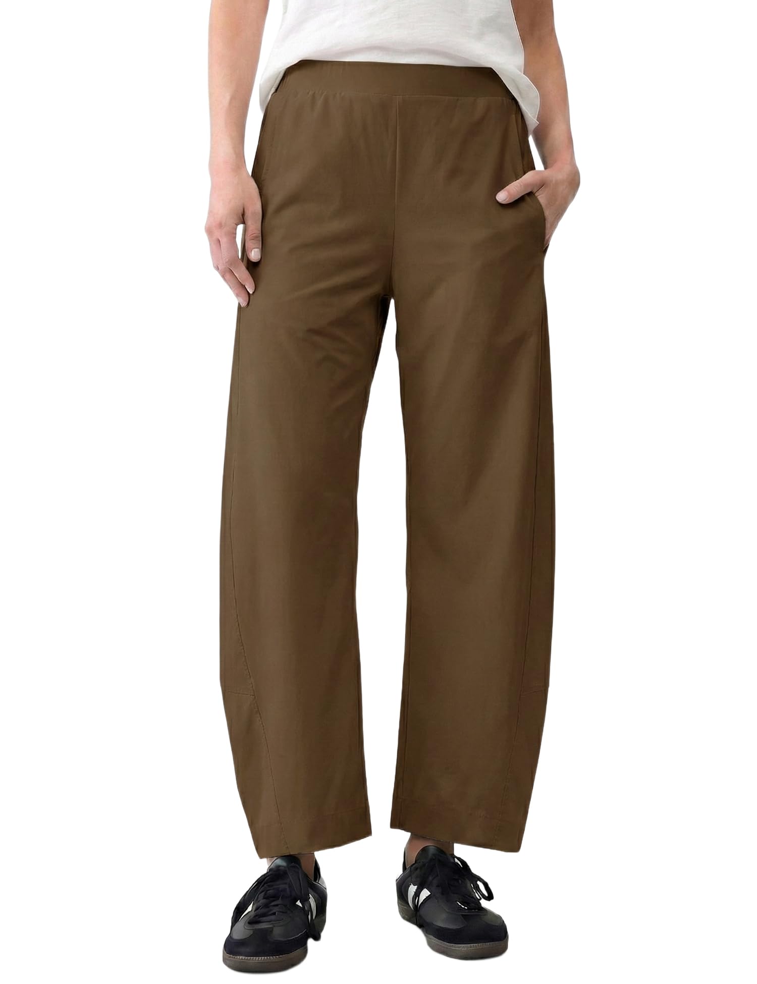 LOMON Wide Leg Barrel Pants for Women 27" Work Dress Casual Golf Loose Fit Crop Ankle Palazzo Slacks with Pockets Spring 2026