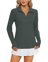 LOMON Women Long Sleeve Shirts Sun Protection 1/4 Zip Summer Quick Dry Hiking Shirts Quarter Zip Pullover for Women