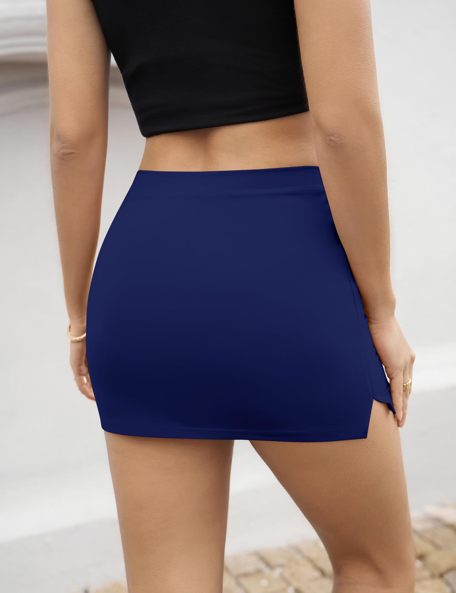 LOMON Mini Skirts for Women with Shorts Underneath Sexy Y2k Bodycon Low Rise Skorts Stretchy Trendy Club Going Out Outfits
