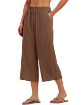 LOMON Women's Wide Leg Capri Pants Cropped Palazzo Summer Beach Vacation Casual Pants with Pockets