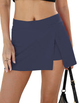 LOMON Mini Skirts for Women with Shorts Underneath Stretchy Bodycon Side Slit Sexy Y2K Club Date Night Going Out Outfits