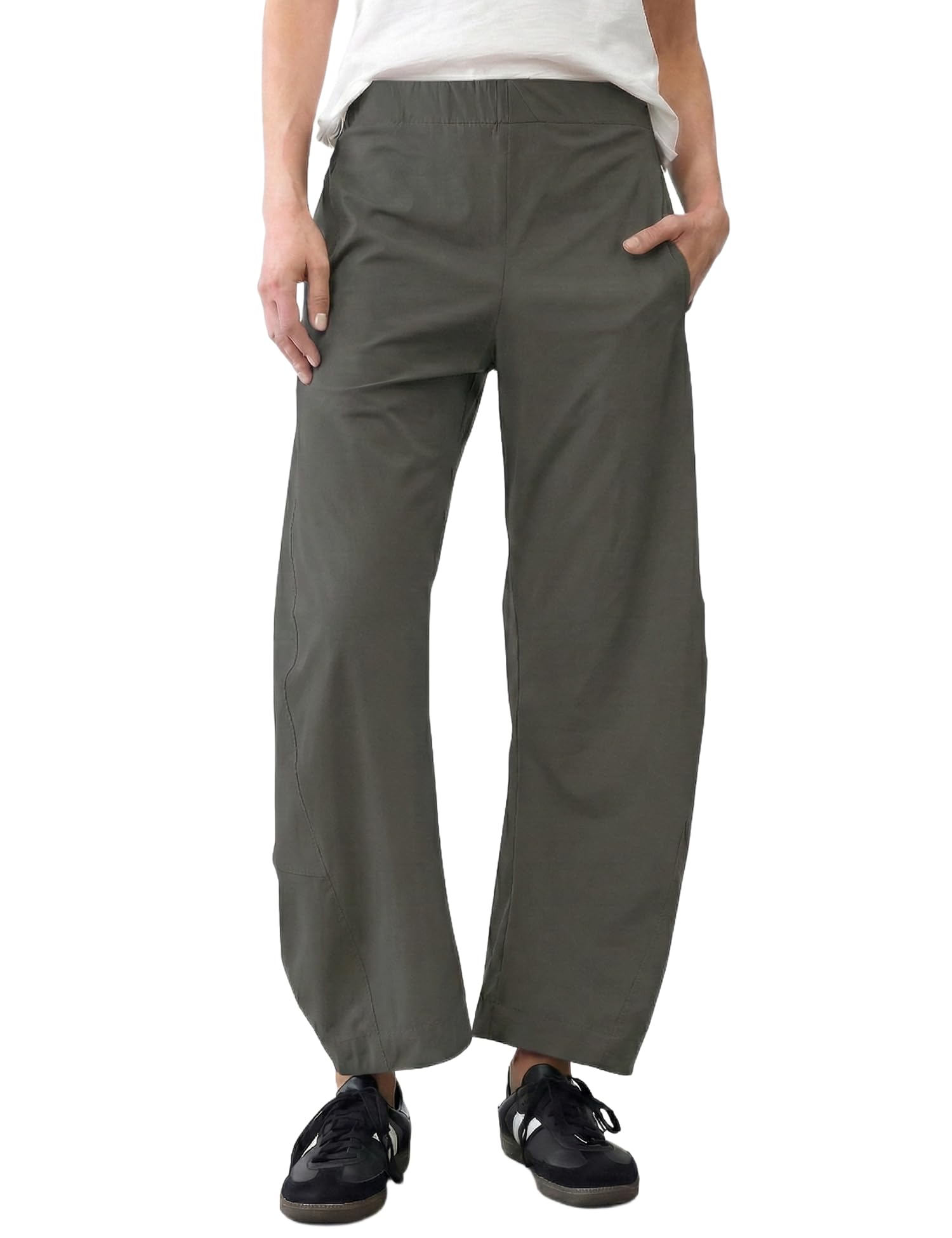 LOMON Wide Leg Barrel Pants for Women 27" Work Dress Casual Golf Loose Fit Crop Ankle Palazzo Slacks with Pockets Spring 2026