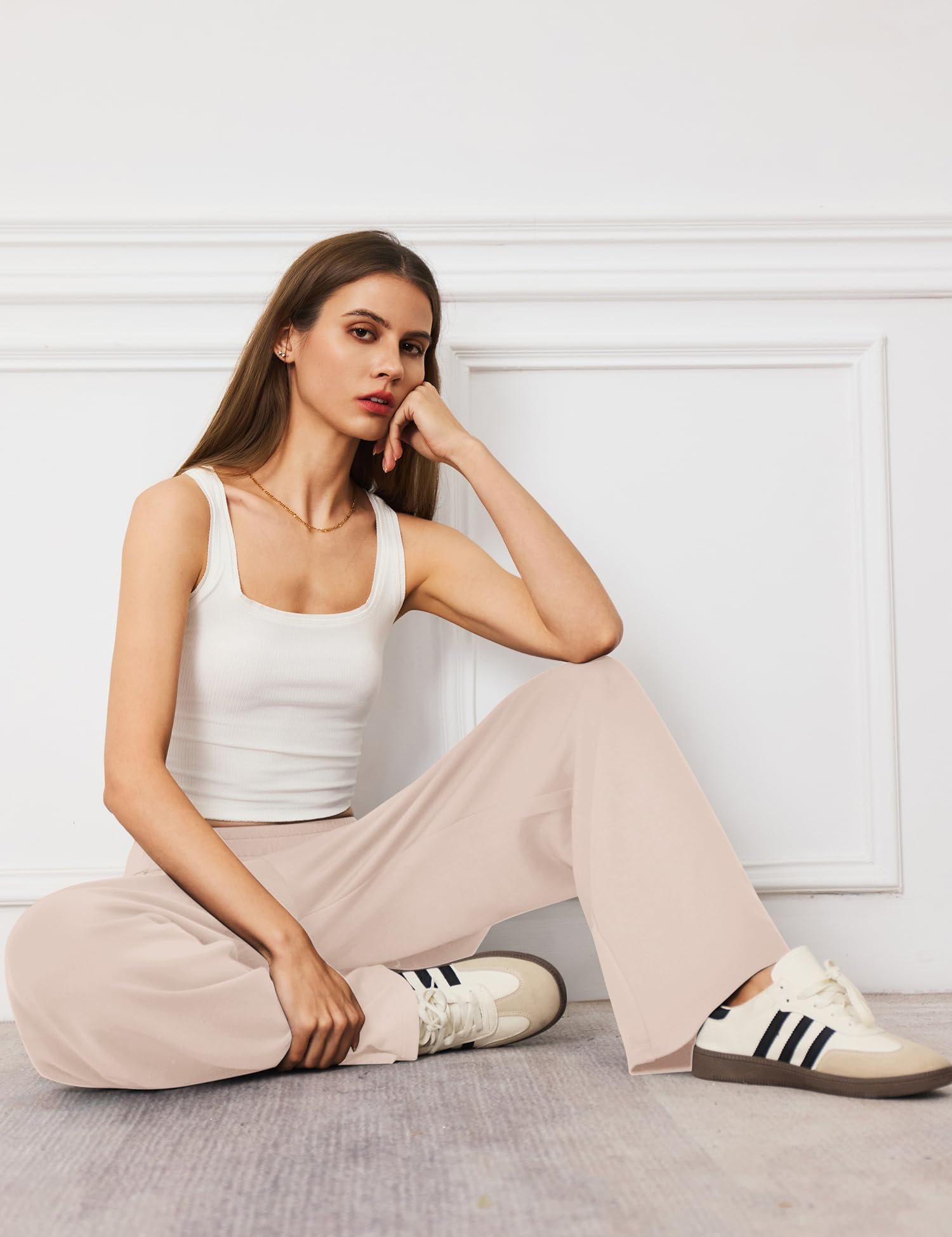 LOMON Womens Wide Leg Pants Travel Casual Lounge High Waist Flowy Palazzo Pants with Pocket Loose Spring Summer Clothing