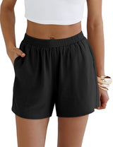 LOMON Linen Shorts for Women Summer Beach Casual Shorts Comfy Lightweight Vacation Cruise Outfits Lounge Pants with Pockets