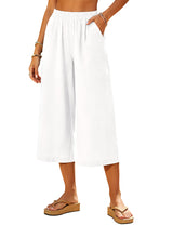 LOMON Women's Wide Leg Capri Pants Cropped Palazzo Summer Beach Vacation Casual Pants with Pockets